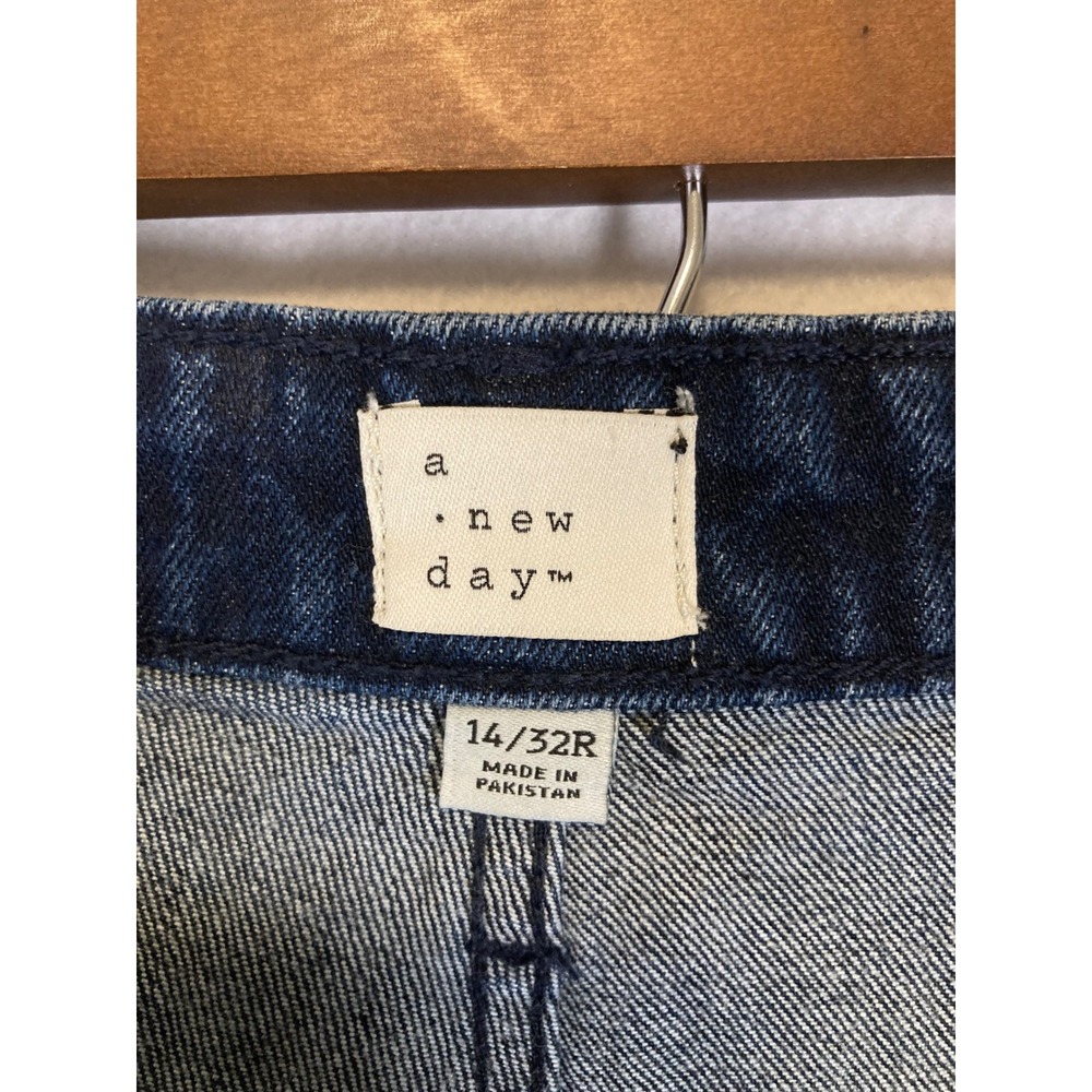 Classic A New Day Women 14/32R Dark Indigo High Rise Straight‎ Leg Stretch Jeans - Picture 3 of 14